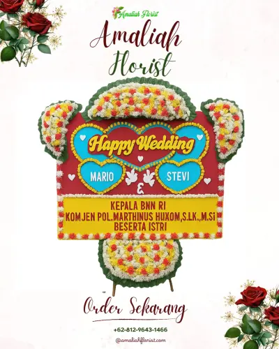 Karangan Papan Bunga Pernikahan di Teritih